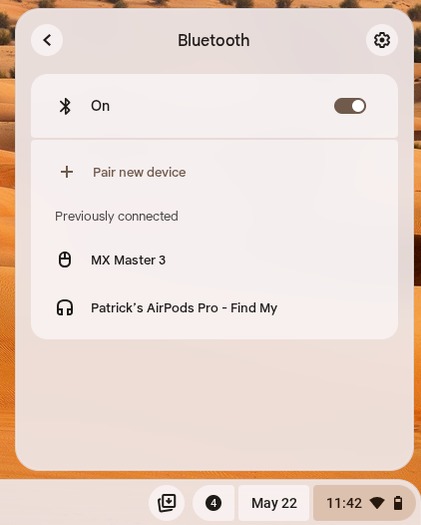 چگونه ایرپاد را به کرومبوک متصل کنیم؟ (راهنمای کامل) 2 bluetooth settings in quick sett 1