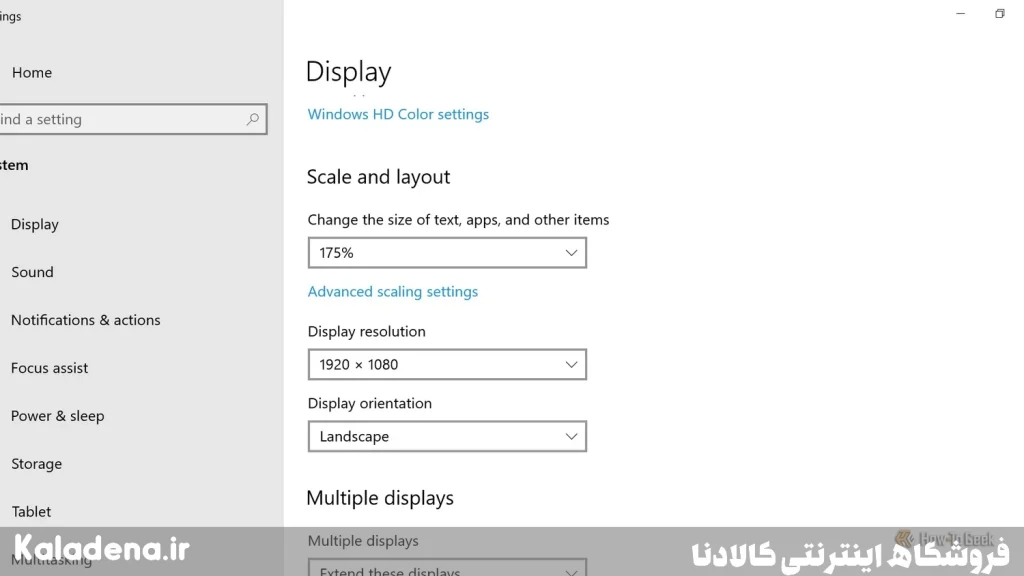 چگونه تنظیمات چند مانیتور را بهدرستی انجام دهیم؟ (راهنمای کامل برای بهرهبرداری بهتر) 4 windows 10 set to 175 percent sc 2 3