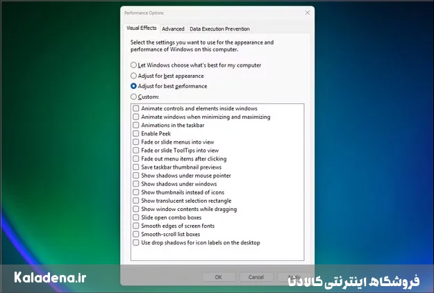 ۶ روش برای آزاد کردن رم در ویندوز وقتی سیستم شما کند می شود 6 1.2.performance options dialog open in windows 11 1 4