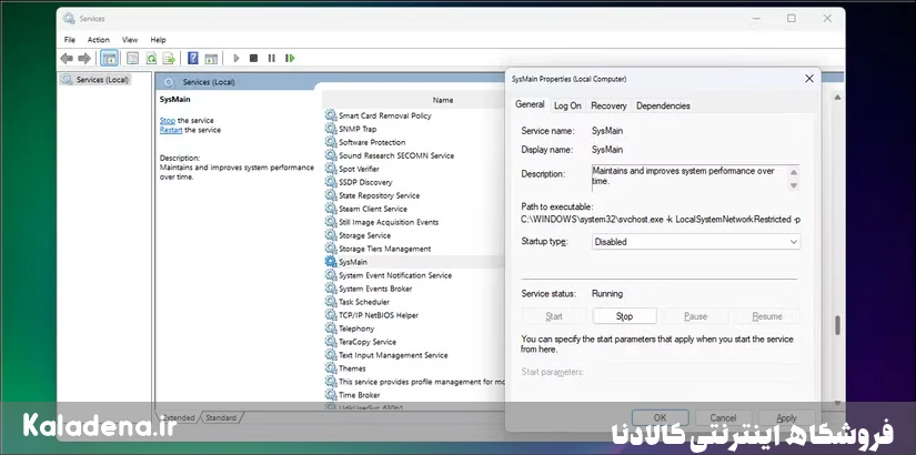 ۶ روش برای آزاد کردن رم در ویندوز وقتی سیستم شما کند می شود 7 sysmain properties dialog open on the services app in windows 11 5
