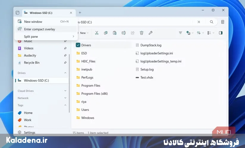 files app showing compact overlay option 8