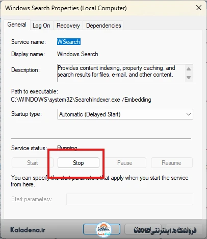 حل مشکل CPU ویندوز 11 4 تصویر غیر فعال کردن سرویس Windows Search - تصویر 02